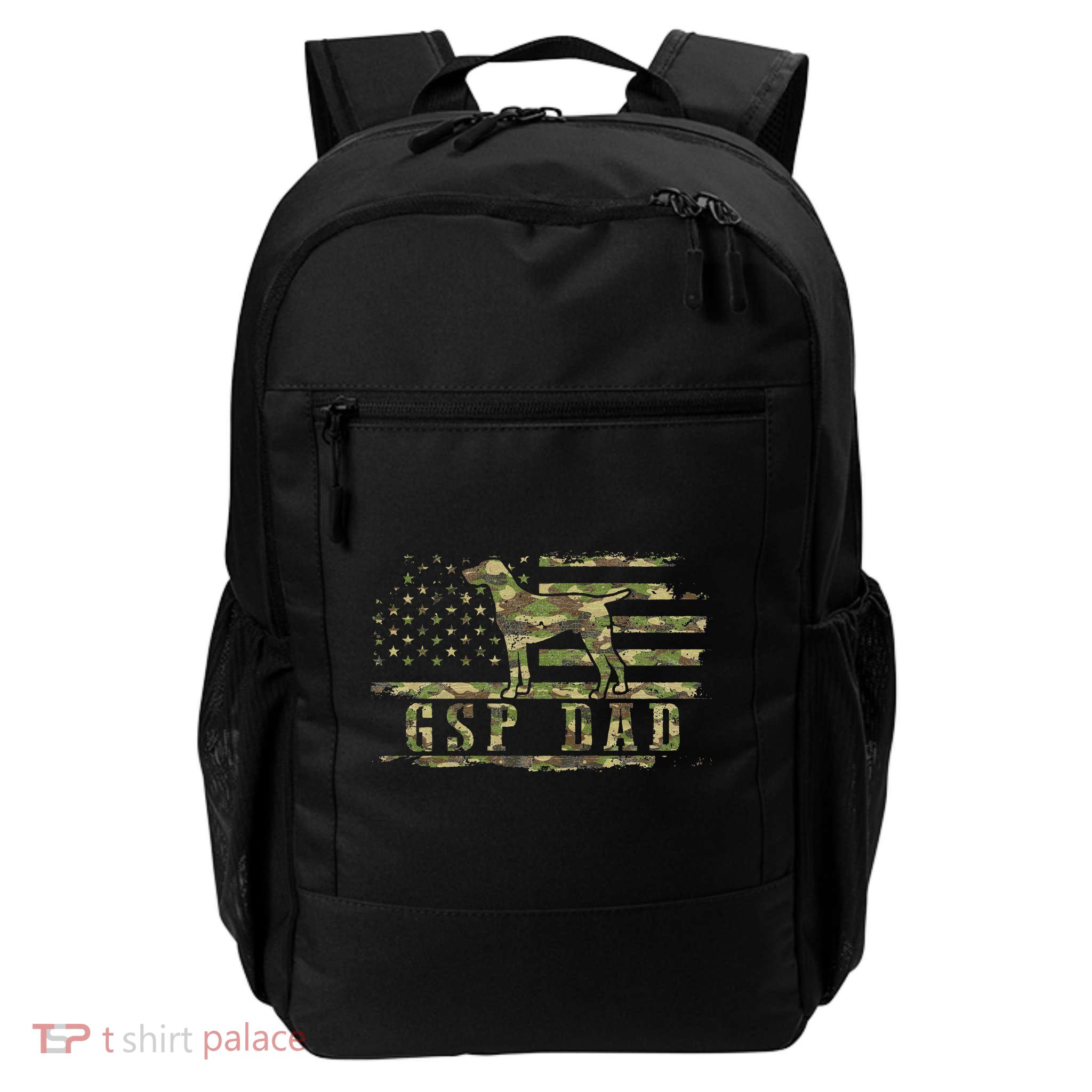Gsp Dad Camo American Flag German Shorthaired Pointer Dog Backpack