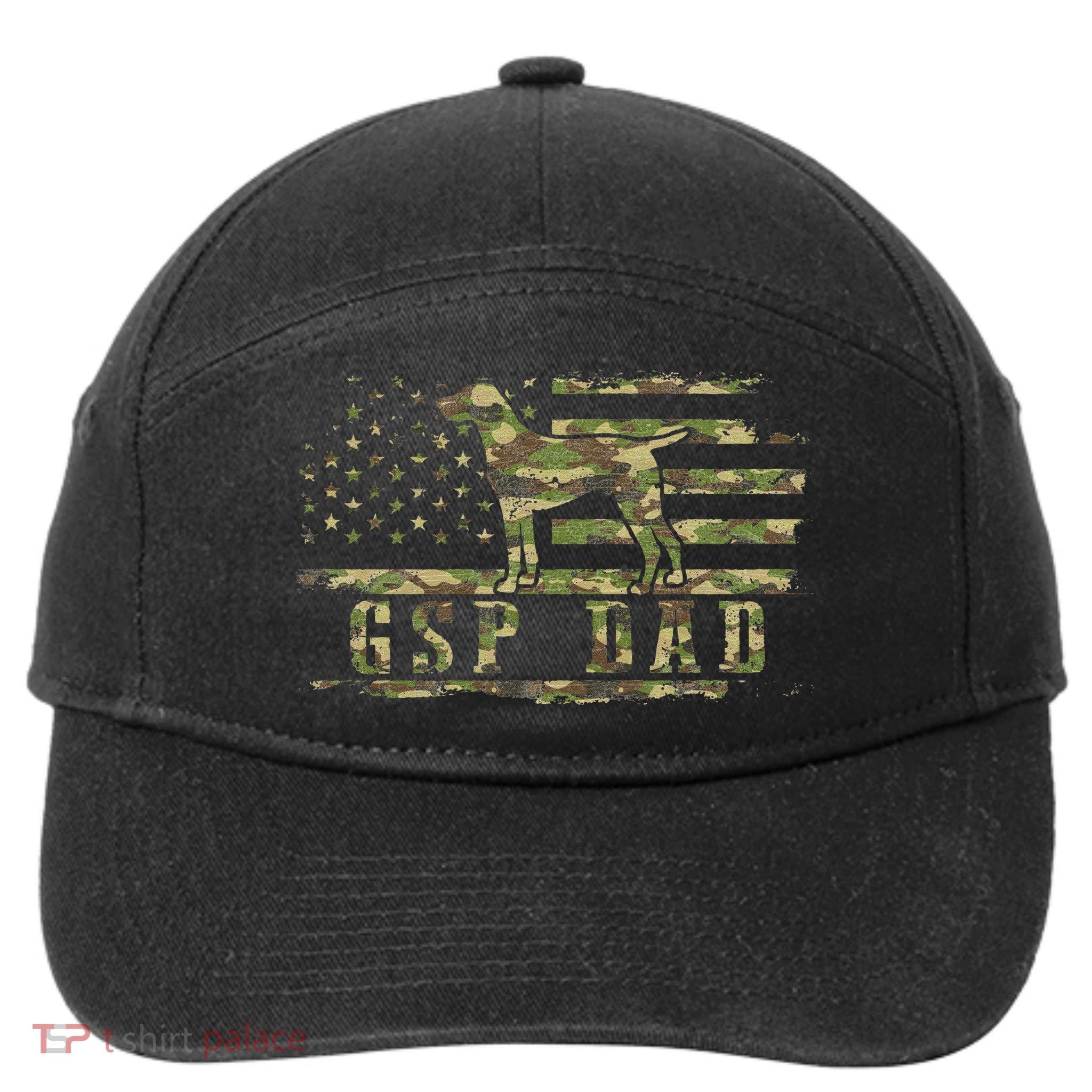 Gsp Dad Camo American Flag German Shorthaired Pointer Dog 7-Panel Snapback Hat