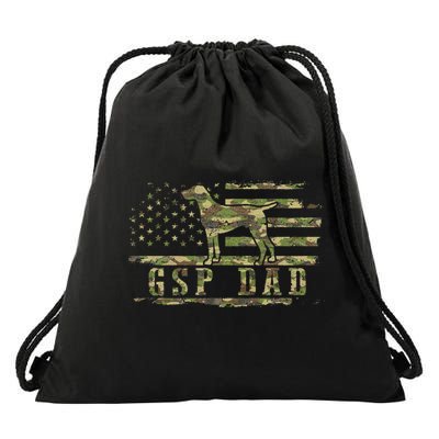 Gsp Dad Camo American Flag German Shorthaired Pointer Dog Drawstring Bag