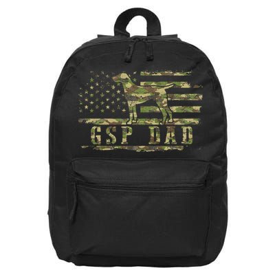 Gsp Dad Camo American Flag German Shorthaired Pointer Dog 16 in Basic Backpack