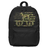 Gsp Dad Camo American Flag German Shorthaired Pointer Dog 16 in Basic Backpack