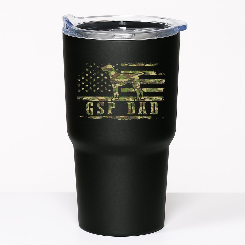 Gsp Dad Camo American Flag German Shorthaired Pointer Dog Tumbler