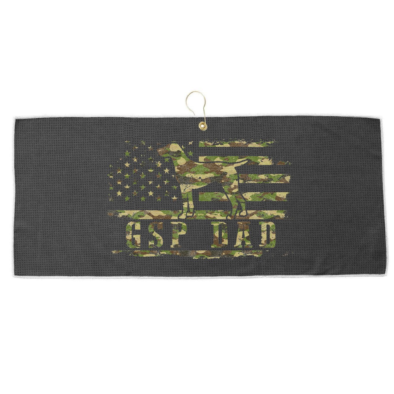 Gsp Dad Camo American Flag German Shorthaired Pointer Dog Large Microfiber Waffle Golf Towel