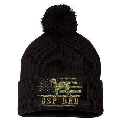 Gsp Dad Camo American Flag German Shorthaired Pointer Dog Pom Pom 12in Knit Beanie