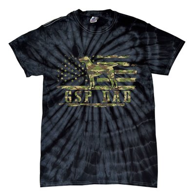 Gsp Dad Camo American Flag German Shorthaired Pointer Dog Tie-Dye T-Shirt
