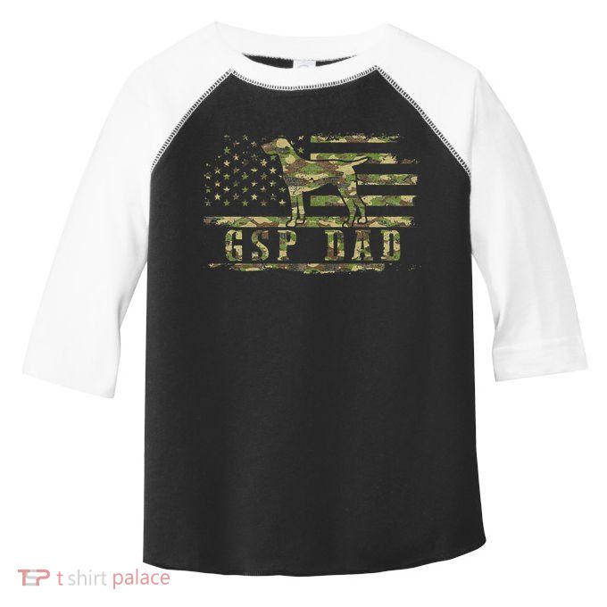 Gsp Dad Camo American Flag German Shorthaired Pointer Dog Toddler Fine Jersey T-Shirt
