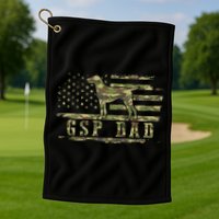 Gsp Dad Camo American Flag German Shorthaired Pointer Dog Golf Towel