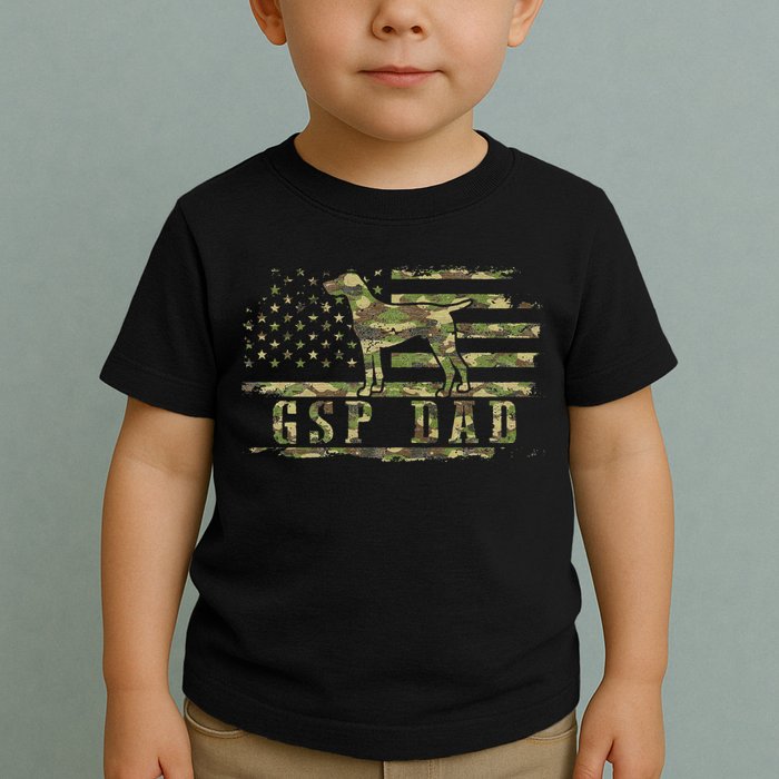 Gsp Dad Camo American Flag German Shorthaired Pointer Dog Toddler T-Shirt