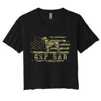 Gsp Dad Camo American Flag German Shorthaired Pointer Dog Crop Top
