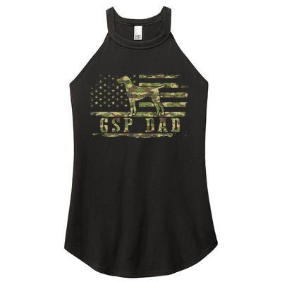 Gsp Dad Camo American Flag German Shorthaired Pointer Dog Women's Perfect Tri Rocker Tank