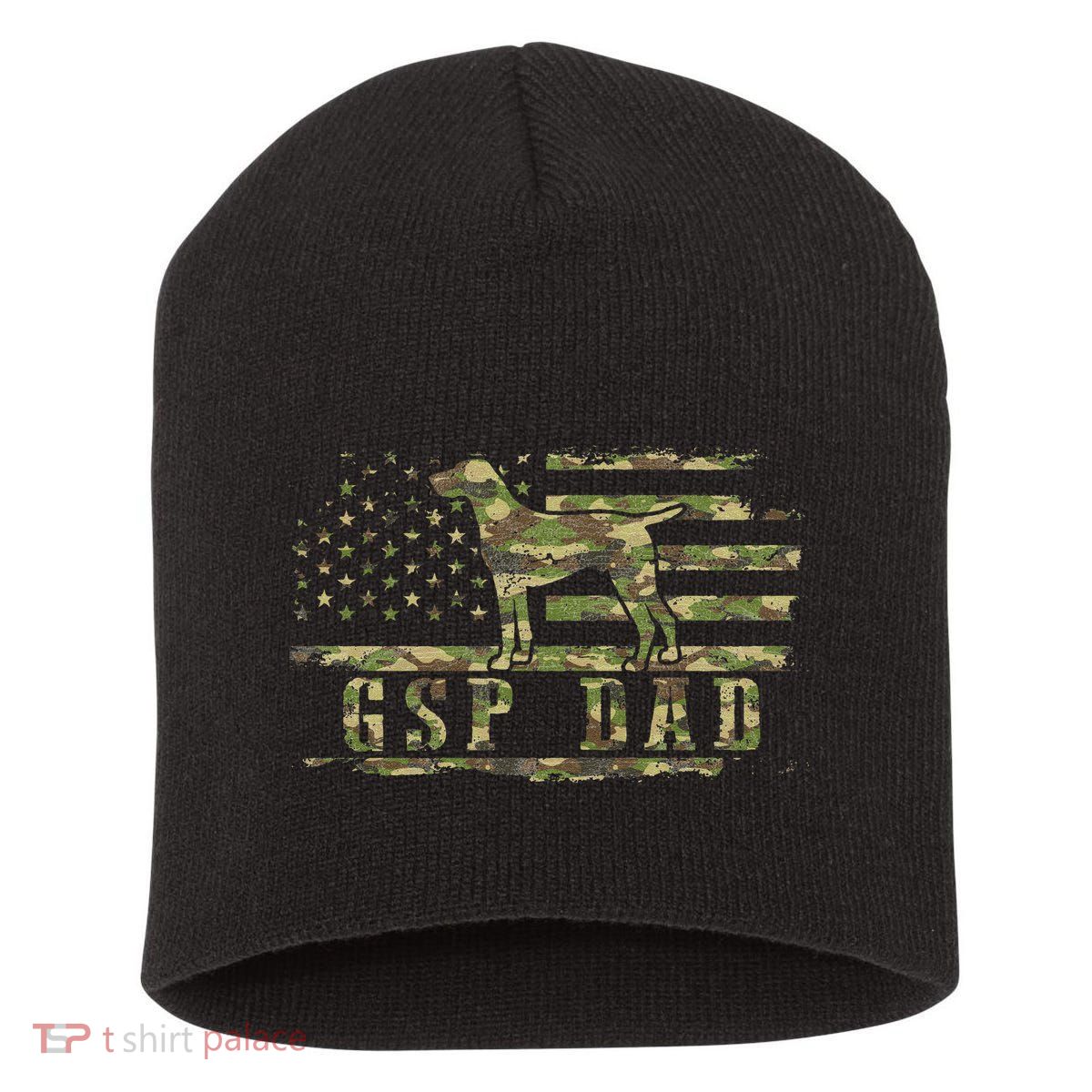 Gsp Dad Camo American Flag German Shorthaired Pointer Dog Short Acrylic Beanie