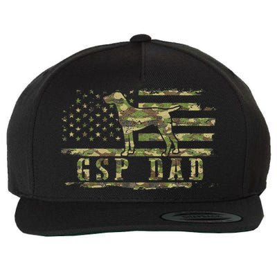 Gsp Dad Camo American Flag German Shorthaired Pointer Dog Wool Snapback Cap