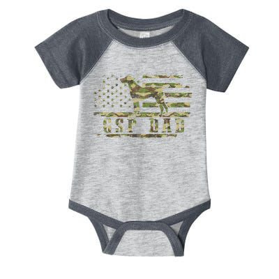 Gsp Dad Camo American Flag German Shorthaired Pointer Dog Infant Baby Jersey Bodysuit