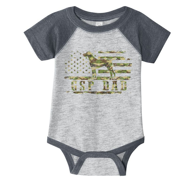 Gsp Dad Camo American Flag German Shorthaired Pointer Dog Infant Baby Jersey Bodysuit