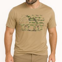 Gsp Dad Camo American Flag German Shorthaired Pointer Dog Performance Shirt
