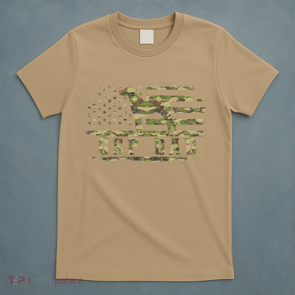 Gsp Dad Camo American Flag German Shorthaired Pointer Dog T-Shirt