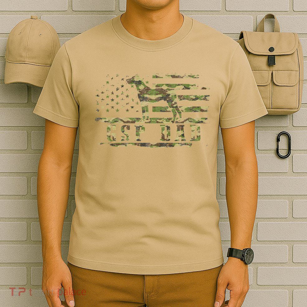 Gsp Dad Camo American Flag German Shorthaired Pointer Dog T-Shirt