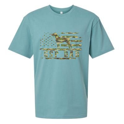 Gsp Dad Camo American Flag German Shorthaired Pointer Dog Sueded Cloud Jersey T-Shirt