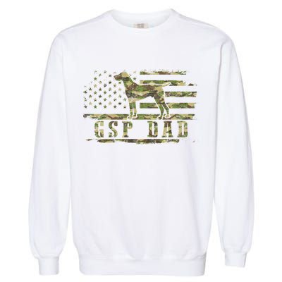 Gsp Dad Camo American Flag German Shorthaired Pointer Dog Garment-Dyed Sweatshirt