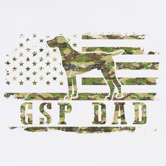 Gsp Dad Camo American Flag German Shorthaired Pointer Dog Garment-Dyed Sweatshirt