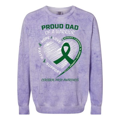 Green Dad CP Warrior Son Daughter Cerebral Palsy Awareness Colorblast Crewneck Sweatshirt