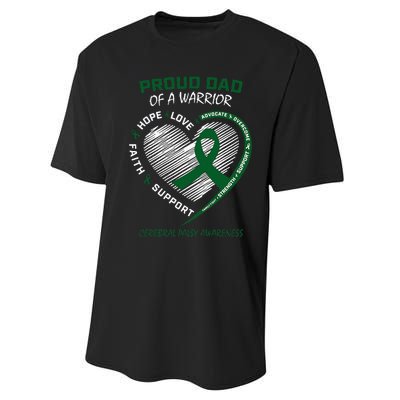 Green Dad CP Warrior Son Daughter Cerebral Palsy Awareness Performance Sprint T-Shirt