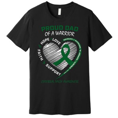 Green Dad CP Warrior Son Daughter Cerebral Palsy Awareness Premium T-Shirt