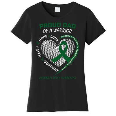 Green Dad CP Warrior Son Daughter Cerebral Palsy Awareness Women's T-Shirt