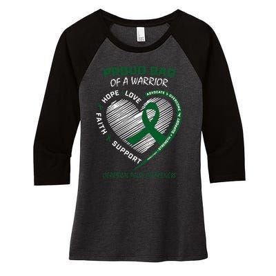 Green Dad CP Warrior Son Daughter Cerebral Palsy Awareness Women's Tri-Blend 3/4-Sleeve Raglan Shirt