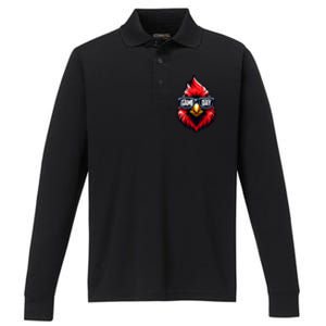 Game Day Cardinal Cool C.A.R.D.I.N.A.L.S In Sunglasses Performance Long Sleeve Polo