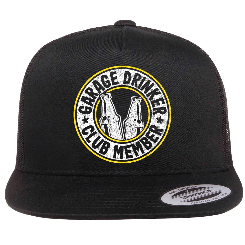 Garage Drinker Club Member Flat Bill Trucker Hat