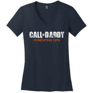 Gamer Dad Call Of Daddy Parenting Ops Funny Fathers Day Women's V-Neck T-Shirt