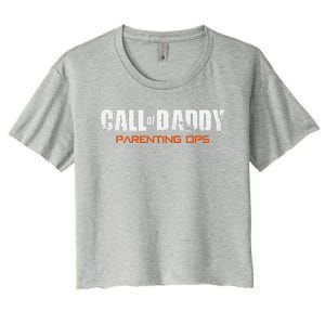 Gamer Dad Call Of Daddy Parenting Ops Funny Fathers Day Women's Crop Top Tee