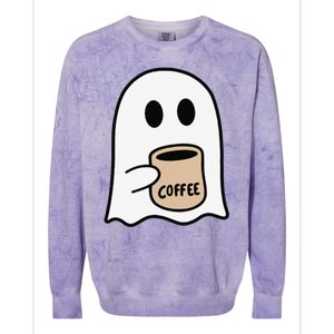 Ghost Drinking Coffee Funny Halloween Costume Coffee Lover Colorblast Crewneck Sweatshirt