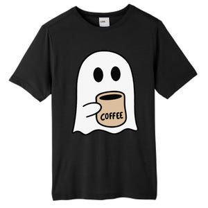 Ghost Drinking Coffee Funny Halloween Costume Coffee Lover Tall Fusion ChromaSoft Performance T-Shirt