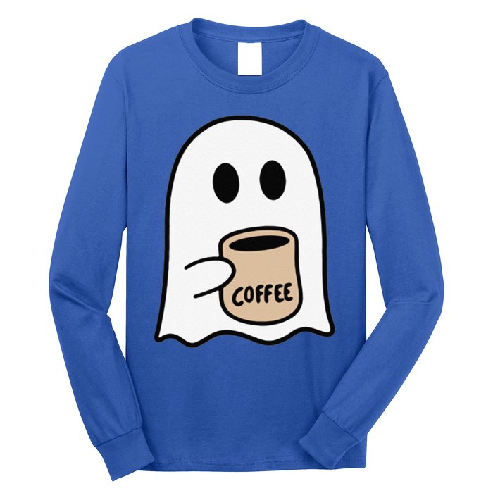 Ghost Drinking Coffee Funny Halloween Costume Coffee Lover Long Sleeve Shirt