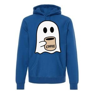 Ghost Drinking Coffee Funny Halloween Costume Coffee Lover Premium Hoodie