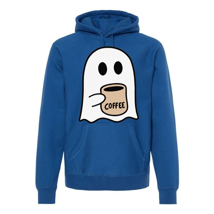 Ghost Drinking Coffee Funny Halloween Costume Coffee Lover Premium Hoodie