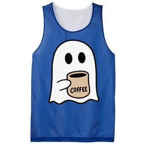 Ghost Drinking Coffee Funny Halloween Costume Coffee Lover Mesh Reversible Basketball Jersey Tank