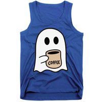 Ghost Drinking Coffee Funny Halloween Costume Coffee Lover Tank Top