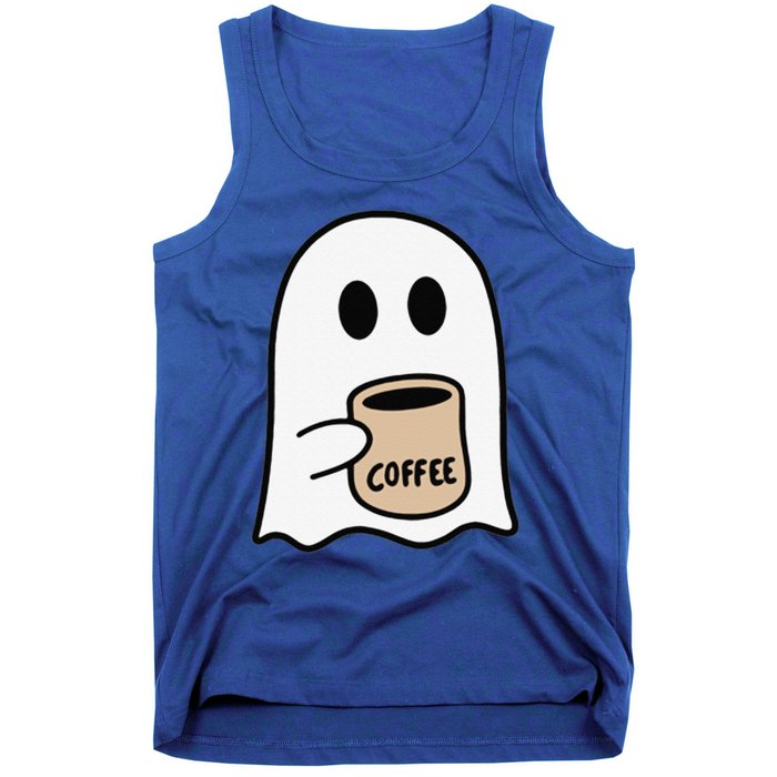 Ghost Drinking Coffee Funny Halloween Costume Coffee Lover Tank Top