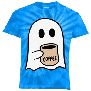 Ghost Drinking Coffee Funny Halloween Costume Coffee Lover Kids Tie-Dye T-Shirt