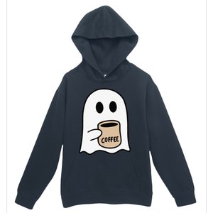 Ghost Drinking Coffee Funny Halloween Costume Coffee Lover Urban Pullover Hoodie