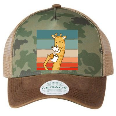 Giraffe Drinking Coffee Retro Sunset Legacy Tie Dye Trucker Hat