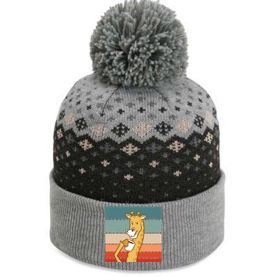 Giraffe Drinking Coffee Retro Sunset The Baniff Cuffed Pom Beanie