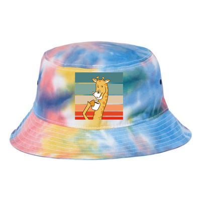 Giraffe Drinking Coffee Retro Sunset Tie Dye Newport Bucket Hat