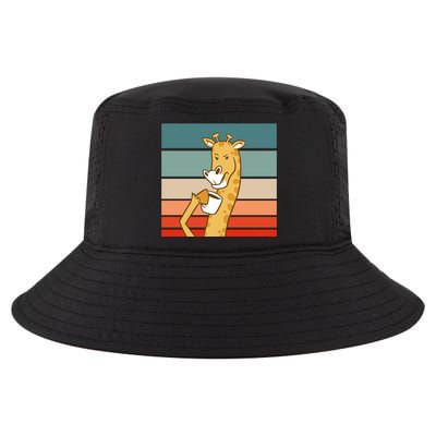 Giraffe Drinking Coffee Retro Sunset Cool Comfort Performance Bucket Hat