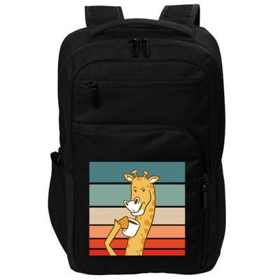 Giraffe Drinking Coffee Retro Sunset Impact Tech Backpack