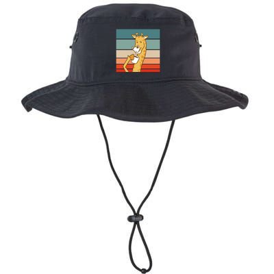 Giraffe Drinking Coffee Retro Sunset Bucket Hat