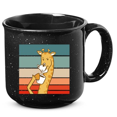 Giraffe Drinking Coffee Retro Sunset 15oz Campfire Ceramic Mug
